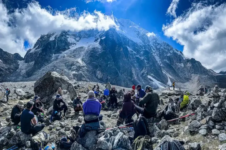 Stunning view of the Salkantay Trek trail, showcasing the majestic Andean mountains and pristine landscapes.