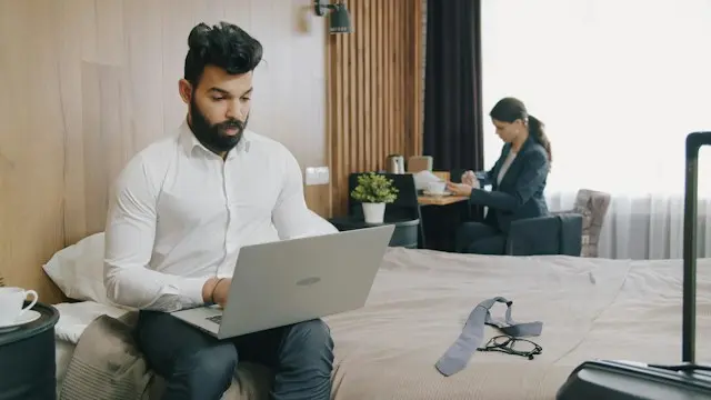 booking trip online laptop